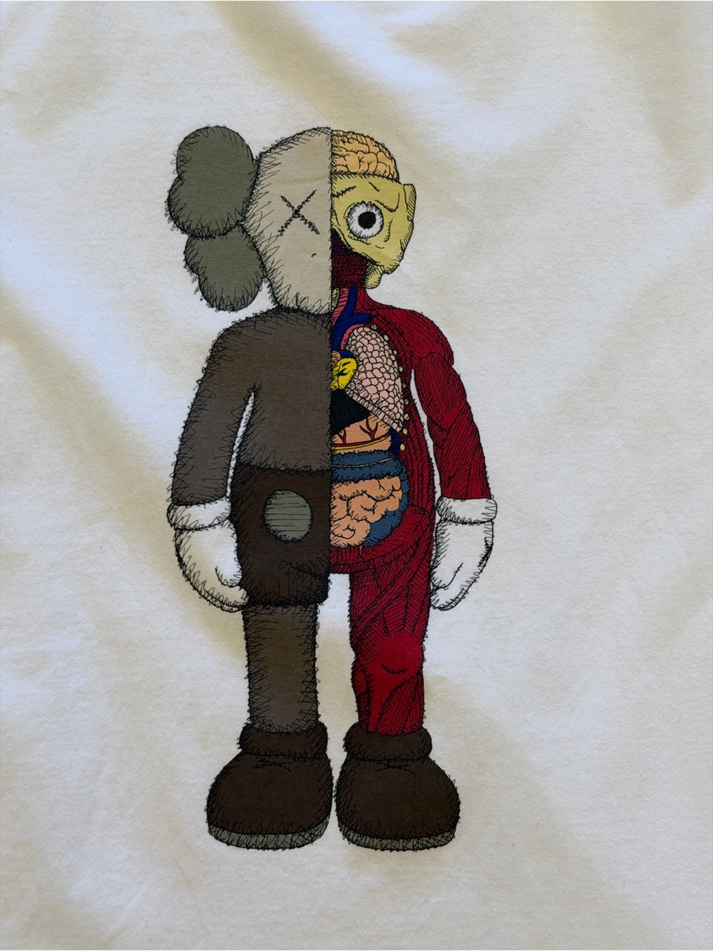 Kaws x Uniqlo UT Flayed Companion Tee Shirt Mens Large Crew Neck 100% Cotton EUC